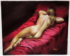 Domingo Alvarez Gómez (1942) - Desnudo femenino - Dibujo a pastel