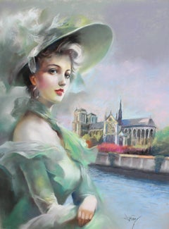 Elegancia en París - Dibujo a pastel