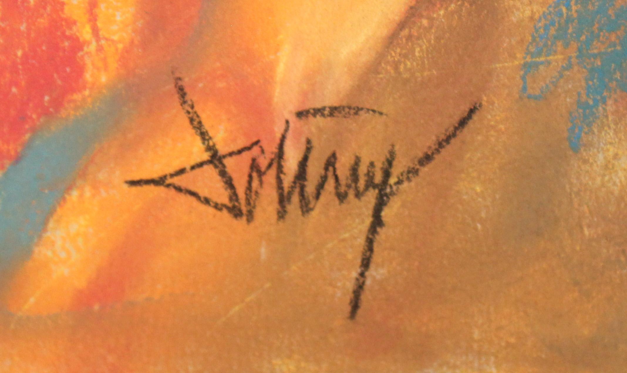 Sueño entre flores - Dibujo a pastel For Sale 5