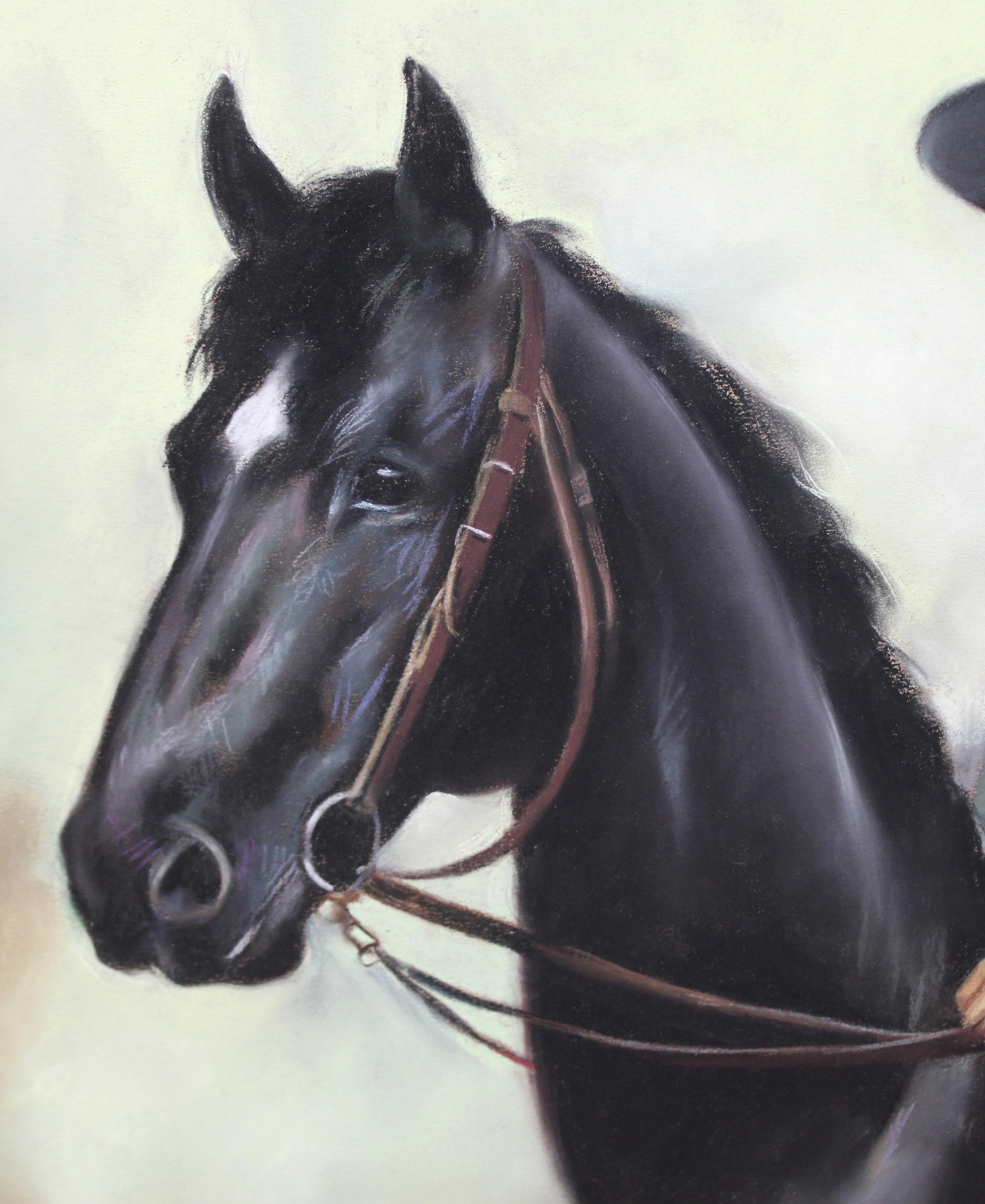 Complicidad ecuestre - Dibujo a pastel For Sale 1