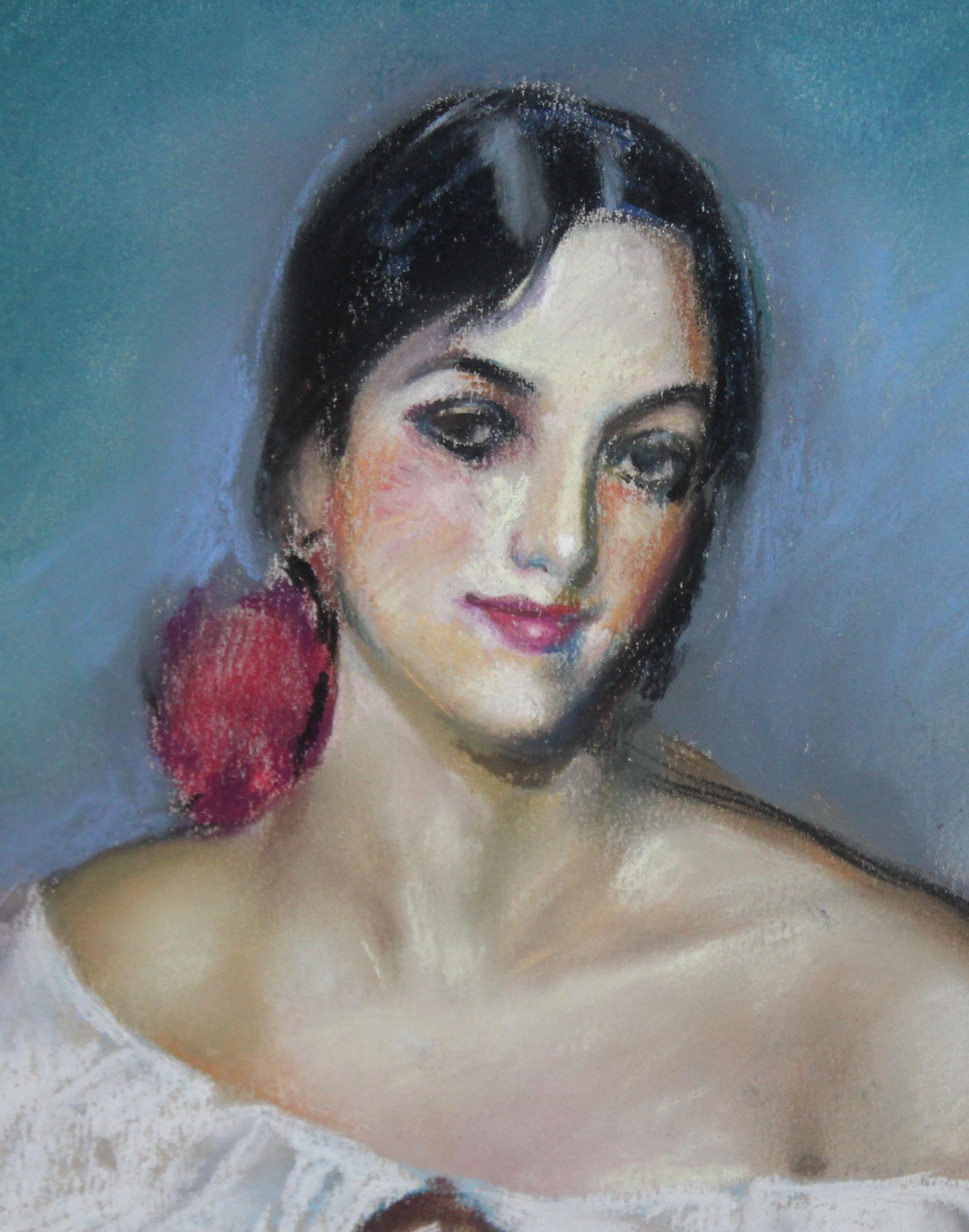 Maja andaluza - Dibujo a pastel - Academic Art by Domingo Alvarez Gómez
