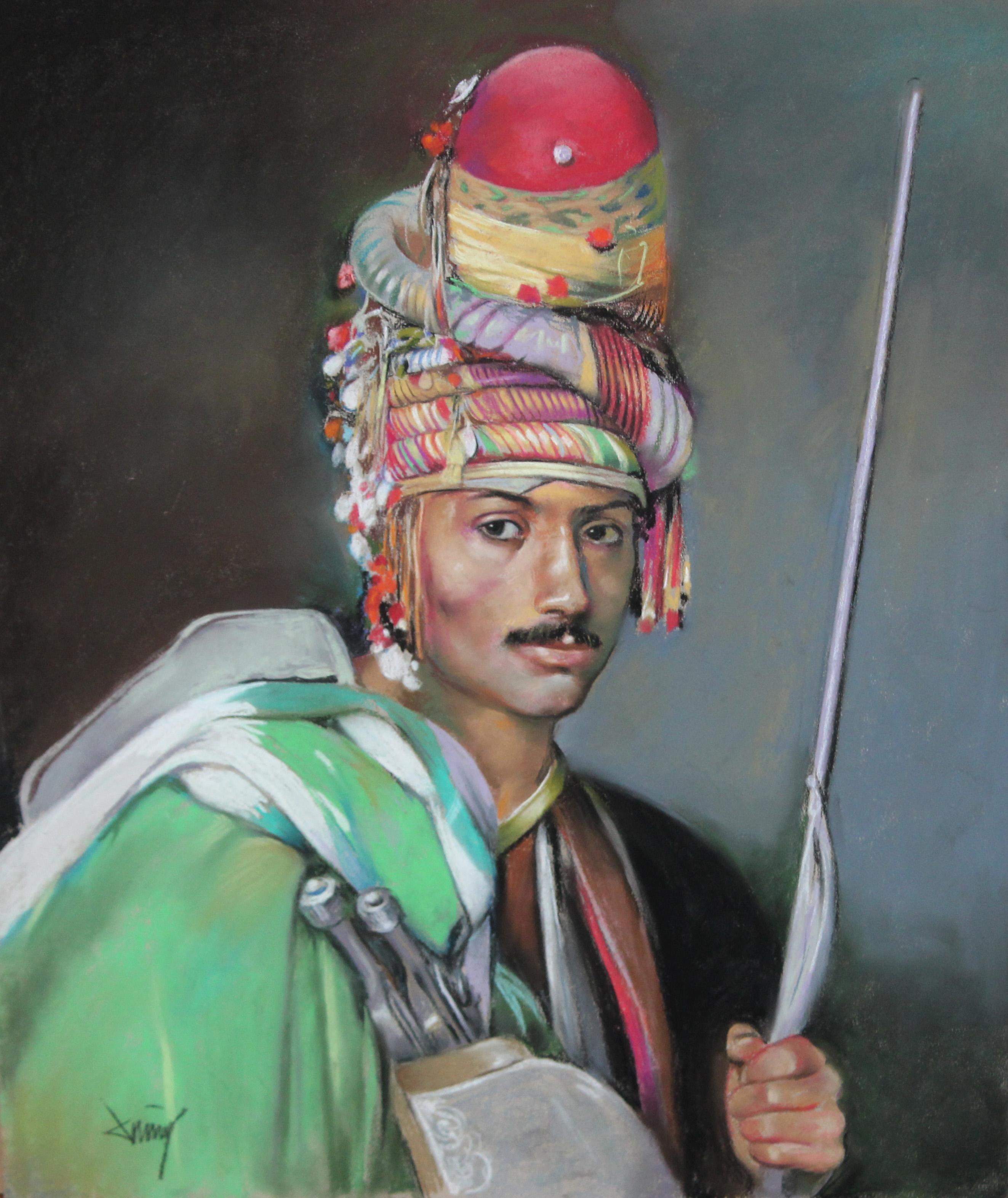 Domingo Alvarez Gómez Portrait - Bashi-Bazouk - Dibujo a pastel
