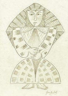 Modern Egyptian Figure Pencil Drawing by Joan Brotat