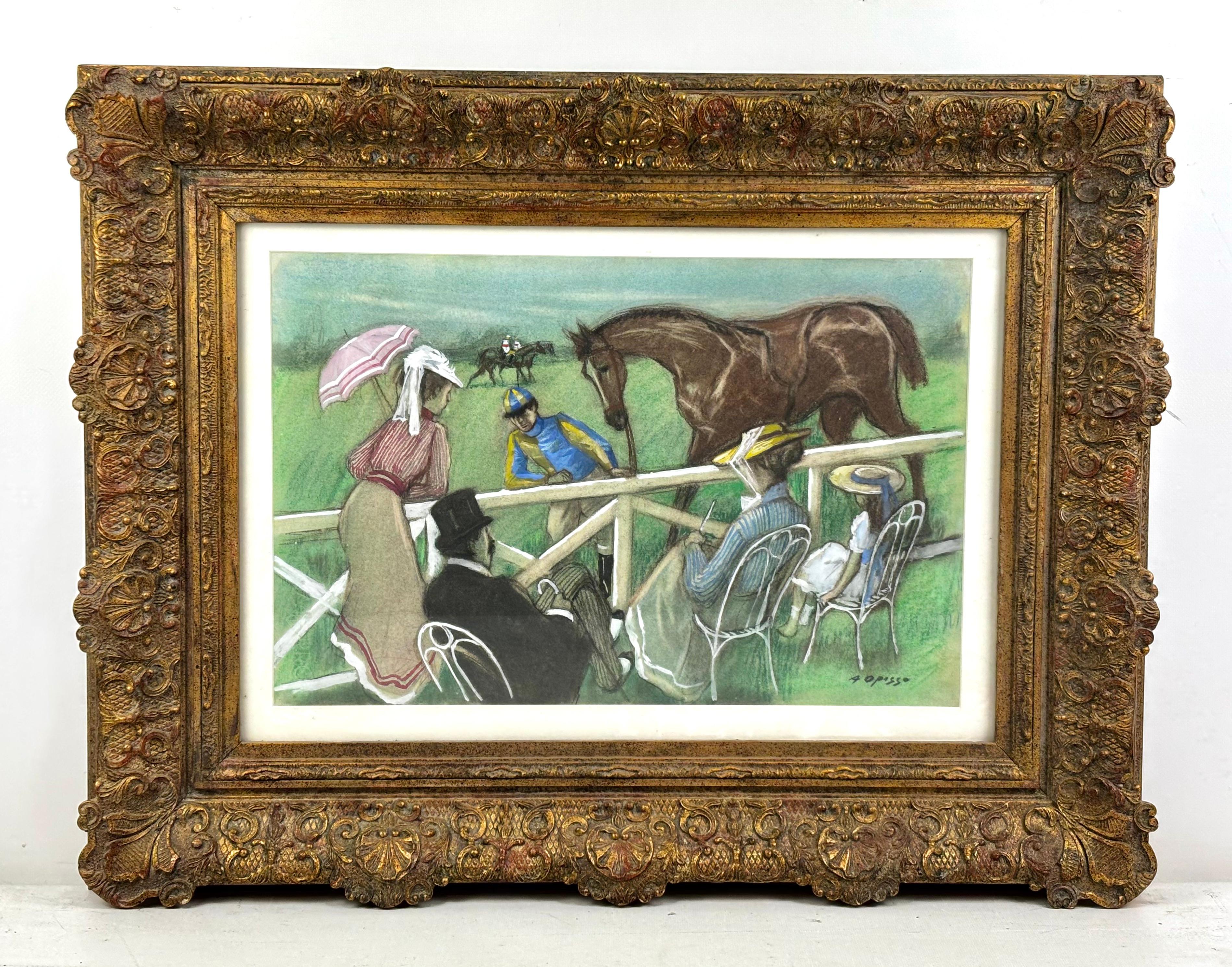 ALFREDO OPISSO - UN DÍA EN EL HIPÓDROMO - ACUARELA - Art by Alfredo Opisso