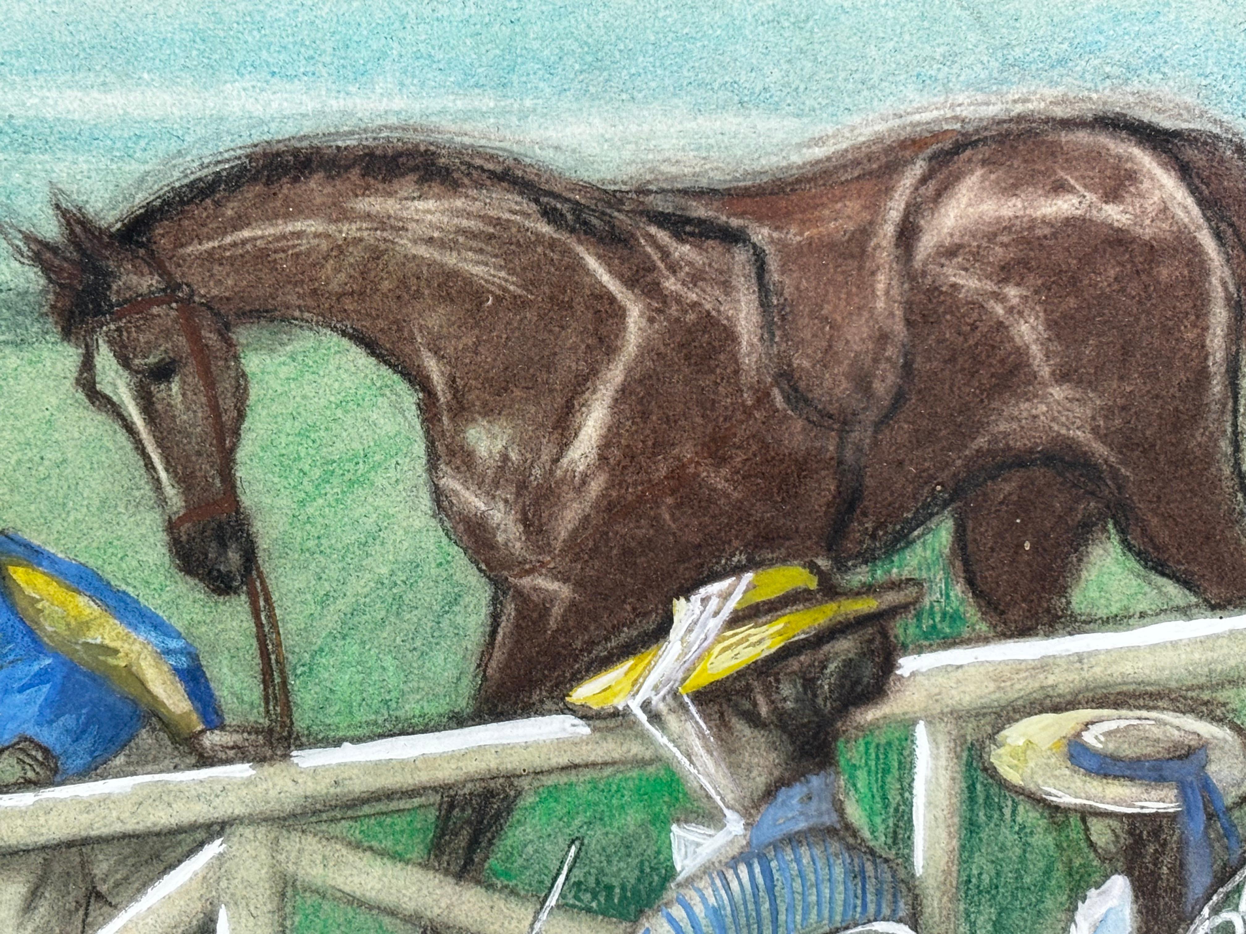 ALFREDO OPISSO - UN DÍA EN EL HIPÓDROMO - ACUARELA - Gray Figurative Art by Alfredo Opisso