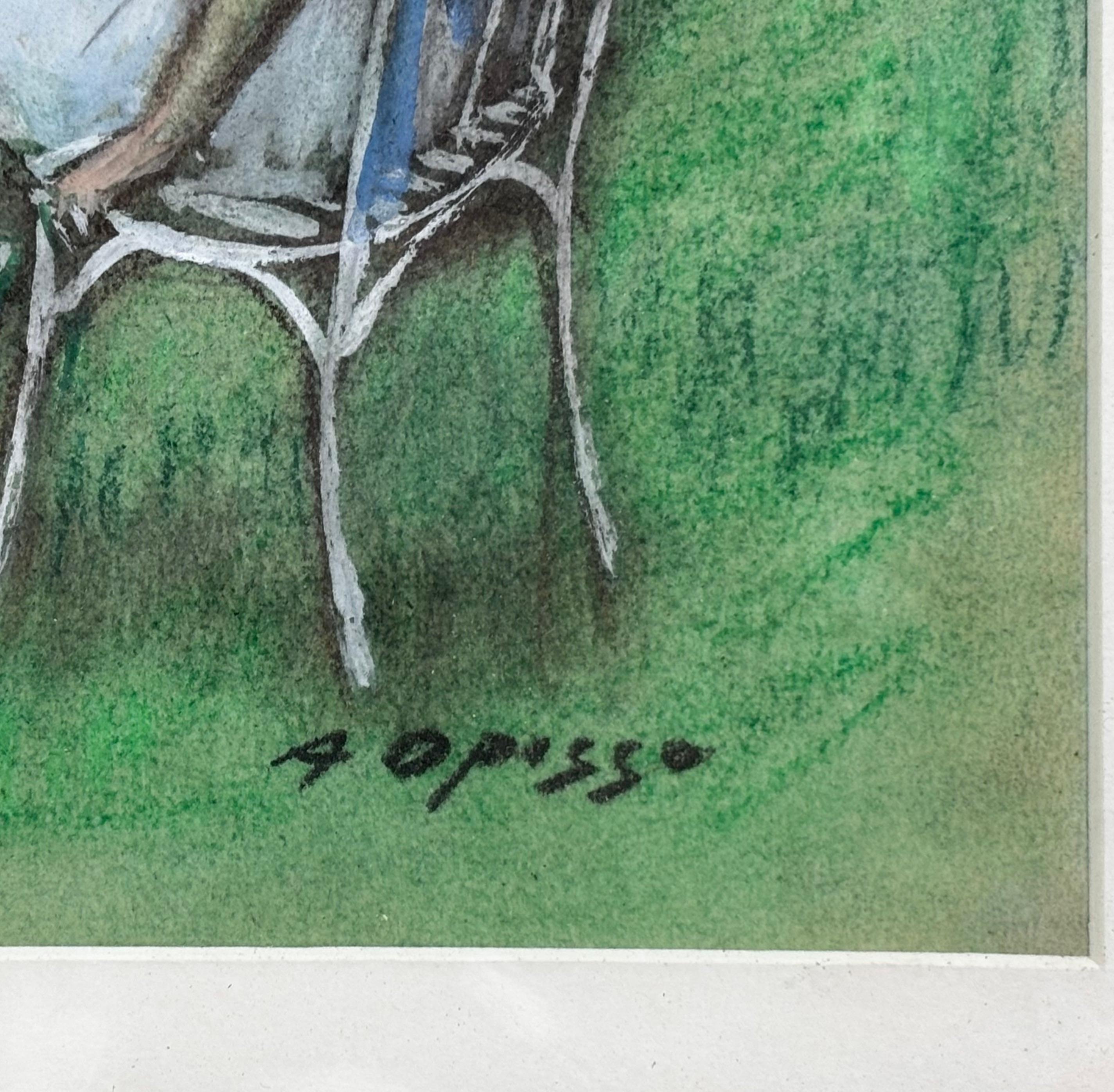 ALFREDO OPISSO - UN DÍA EN EL HIPÓDROMO - ACUARELA For Sale 3