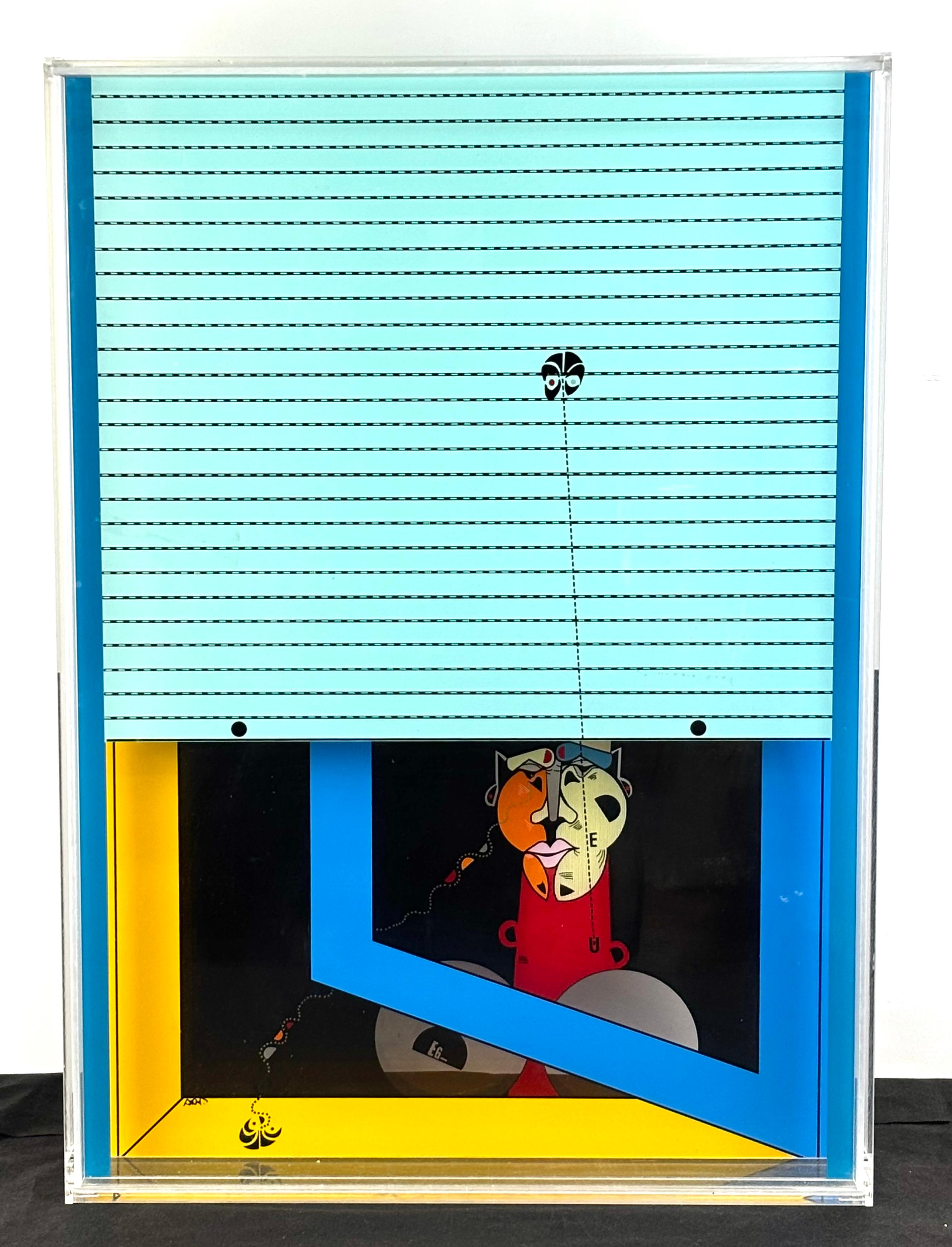 OSWALDO AULESTIA BACH (Barcelona, 1946).
Sin título.
Escultura en metacrilato.
Caja de plexiglás serigrafiada.
Medidas: 71 x 51 x 14 cm.
Oswaldo Aulestia se formó entre Barcelona, París y Milán, orientando su trayectoria hacia la investigación y la