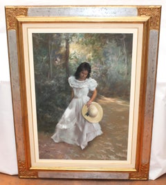 Dama con sombrero - Dibujo a pastello