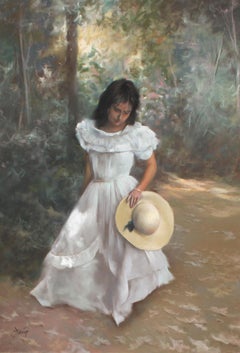 Dama con sombrero - Dibujo a pastello