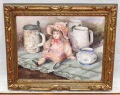 Erinnerungen aus dem Dachboden – Aquarell auf Papier – Signiert und gerahmt