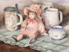 Erinnerungen aus dem Dachboden – Aquarell auf Papier – Signiert und gerahmt