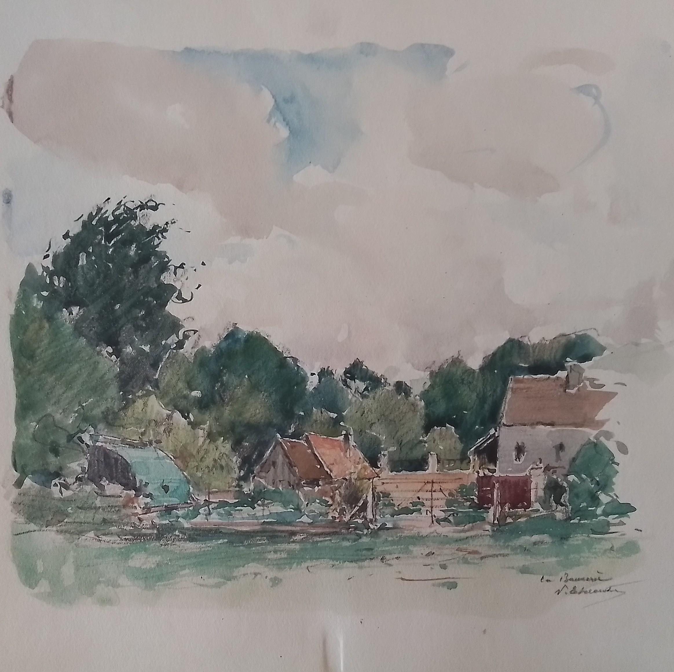 Country Cottage Häuser (Französische Schule), Art, von Paul Emile Lecomte