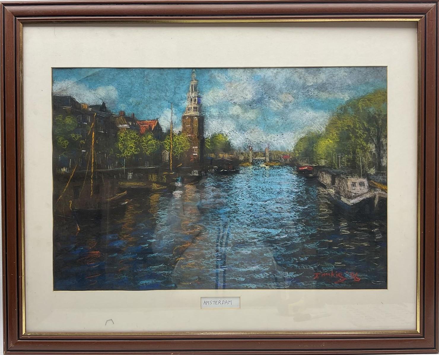 Canale di Amsterdam - Chiesa di Noorderkerk - Painting di John Mackie (b.1955)