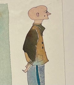 Figuratives Aquarell auf Papier von einem zeitgenössischen Künstler - basierend auf Büchern