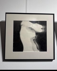 Contemporary Black and White Hyperrealistic Nude Body Drawing on Paper - Framed
