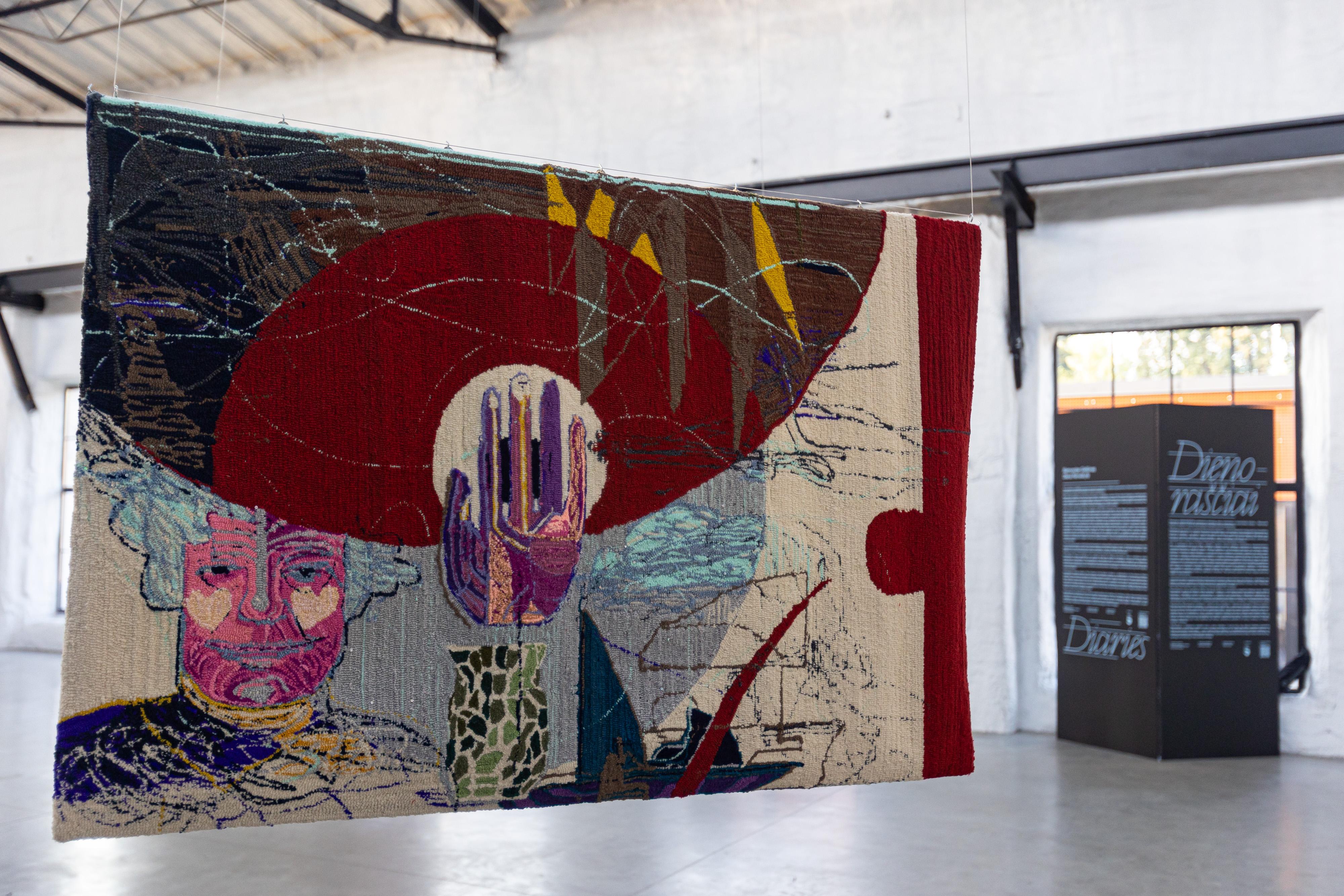 Obra de Arte Textil Contemporánea Tejida a Mano - Hilo Mixto sobre Lienzo - 