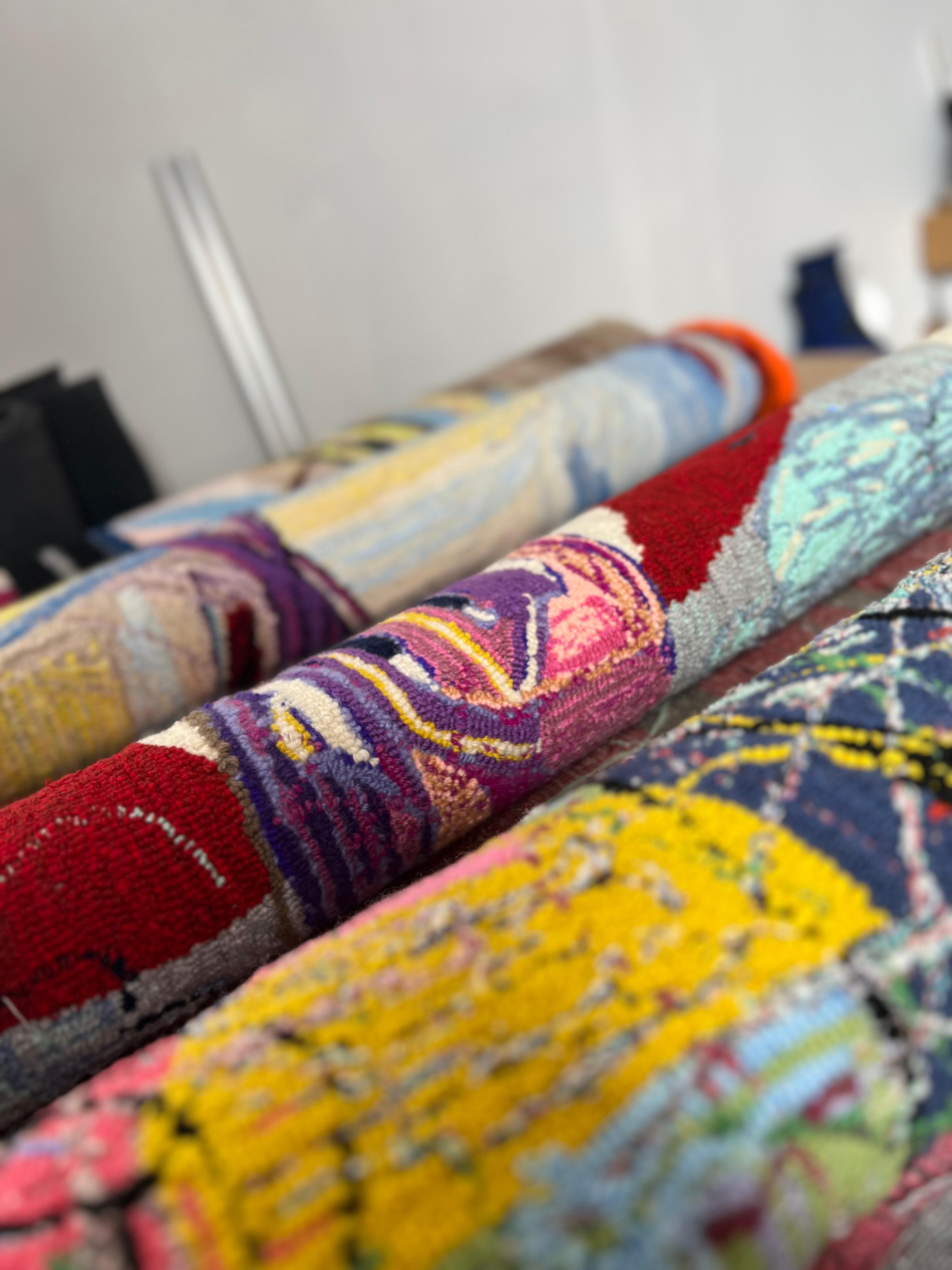 Obra de Arte Textil Contemporánea Tejida a Mano - Hilo Mixto sobre Lienzo - 