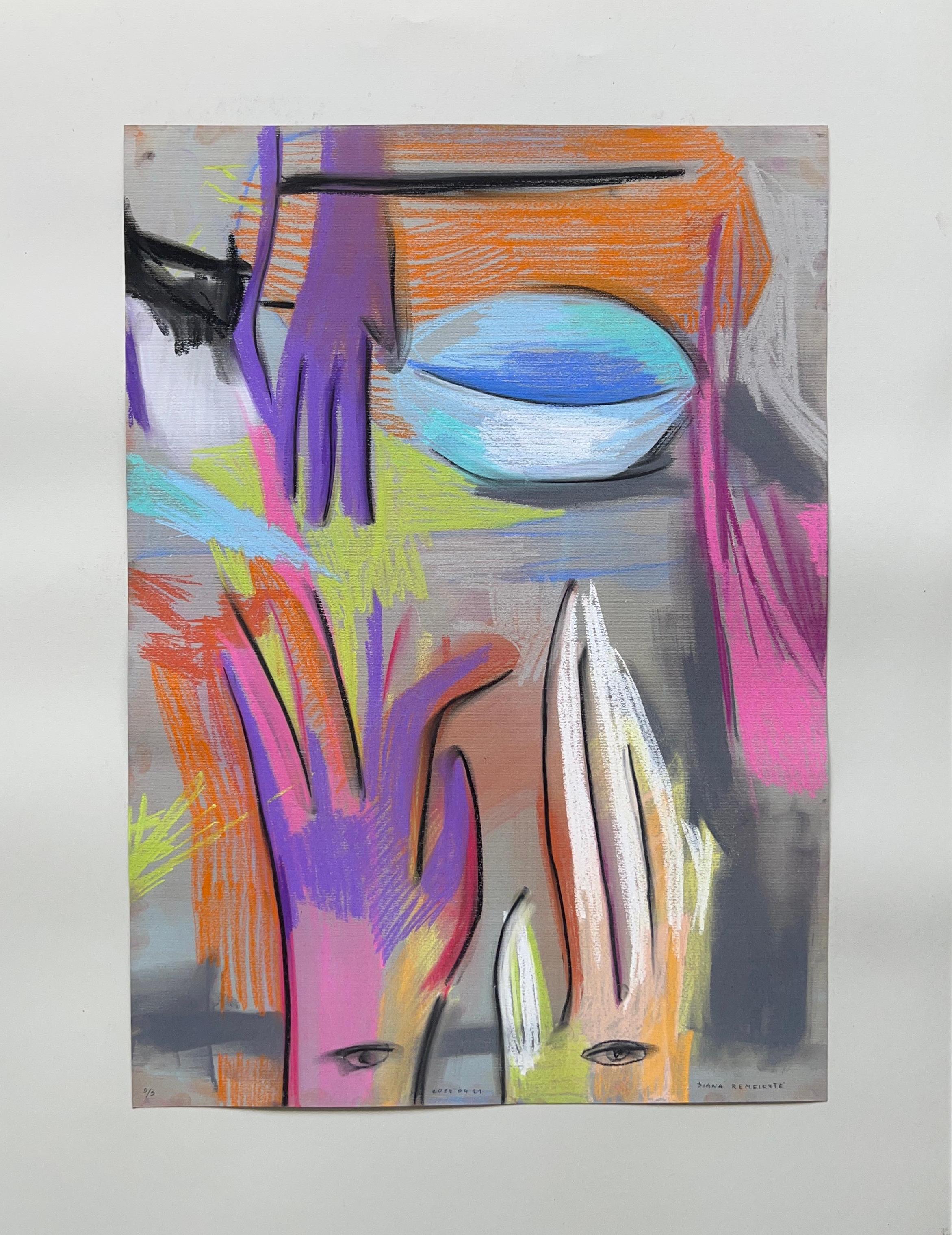 Dessin au pastel contemporain sur papier - de la série "Visual Diaries" (journaux intimes)