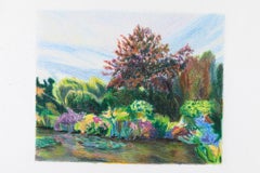 Contemporary Pencil Drawing on Paper - Claude Monets Garten in Giverny