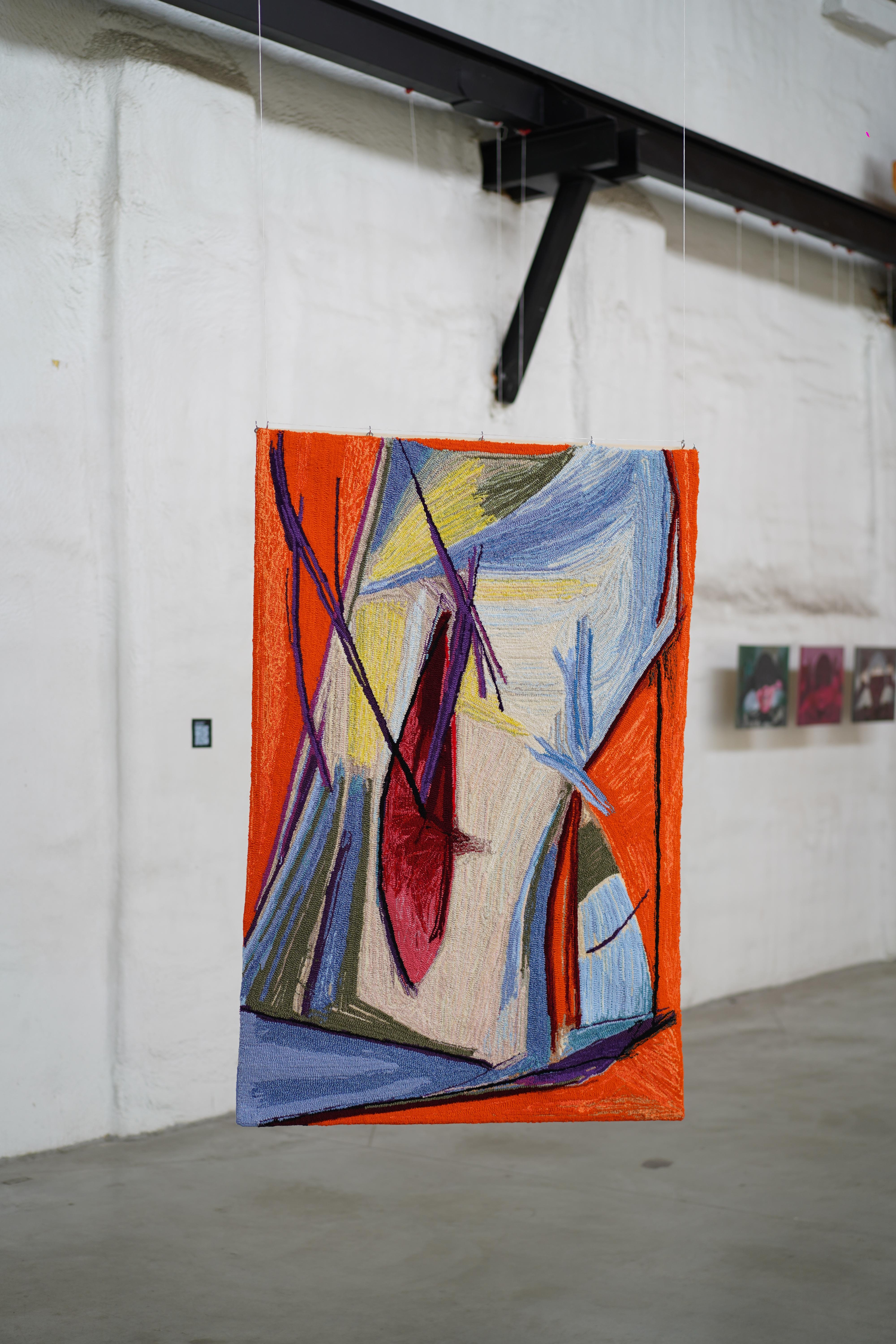 Obra de arte textil tejida a mano por un artista contemporáneo de la serie Diarios visuales en venta 2