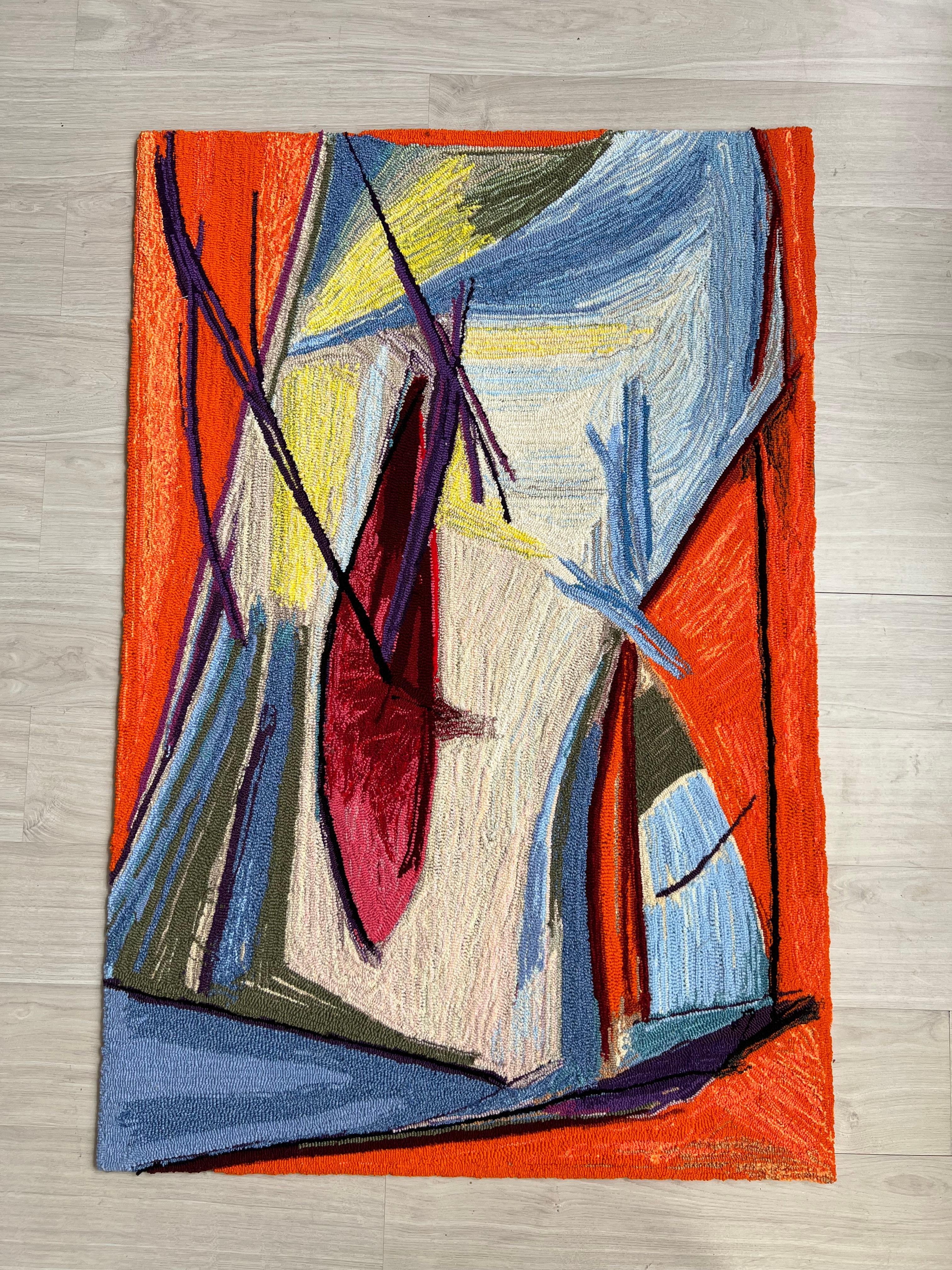 Obra de arte textil tejida a mano por un artista contemporáneo de la serie Diarios visuales - Art Contemporáneo de Diana Remeikyte