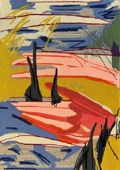 Hand-Tufted Contemporary Textile Artwork - Mixed Thread on Canvas