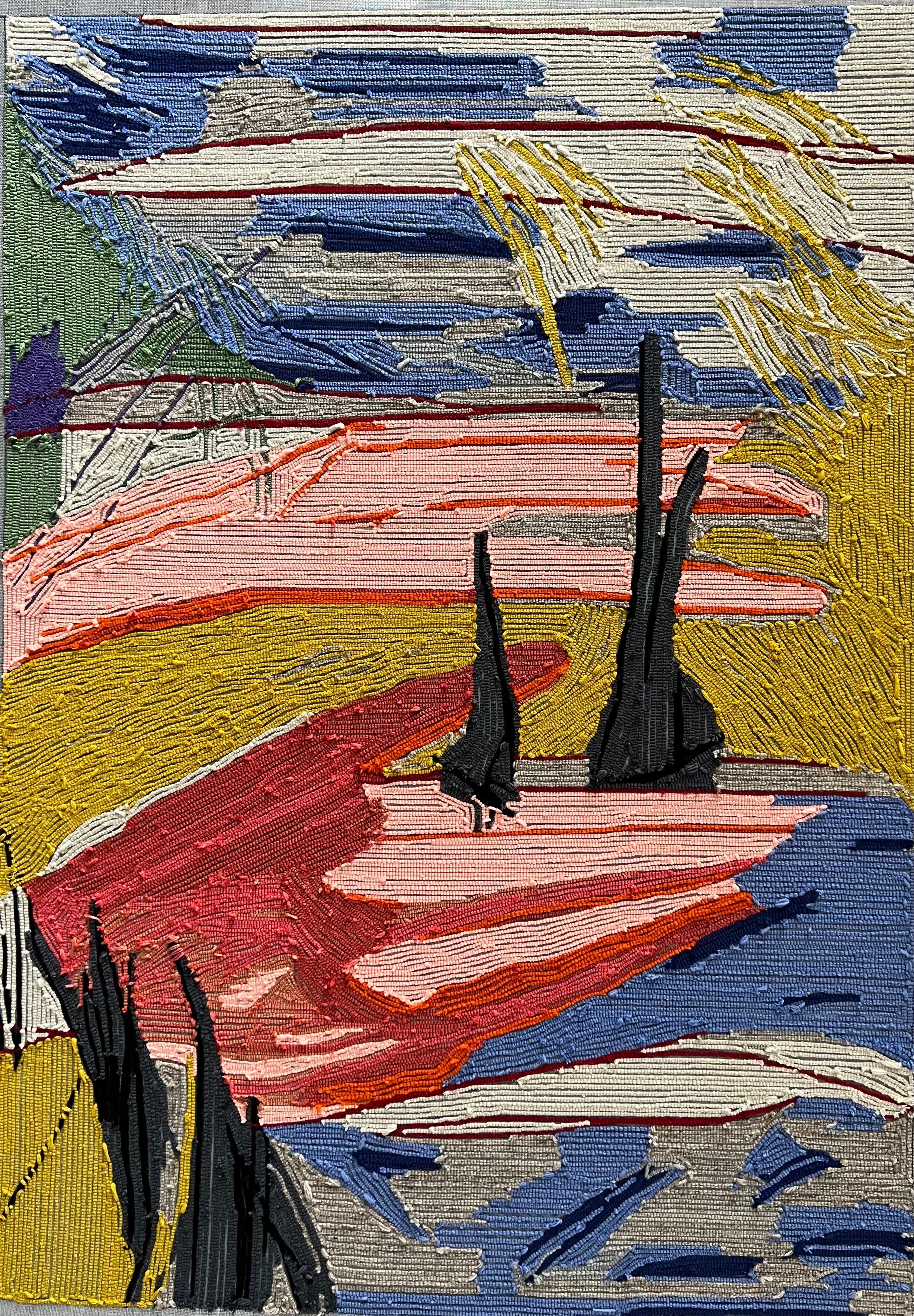 Hand-Tufted Contemporary Textile Artwork - Mixed Thread on Canvas For Sale 4