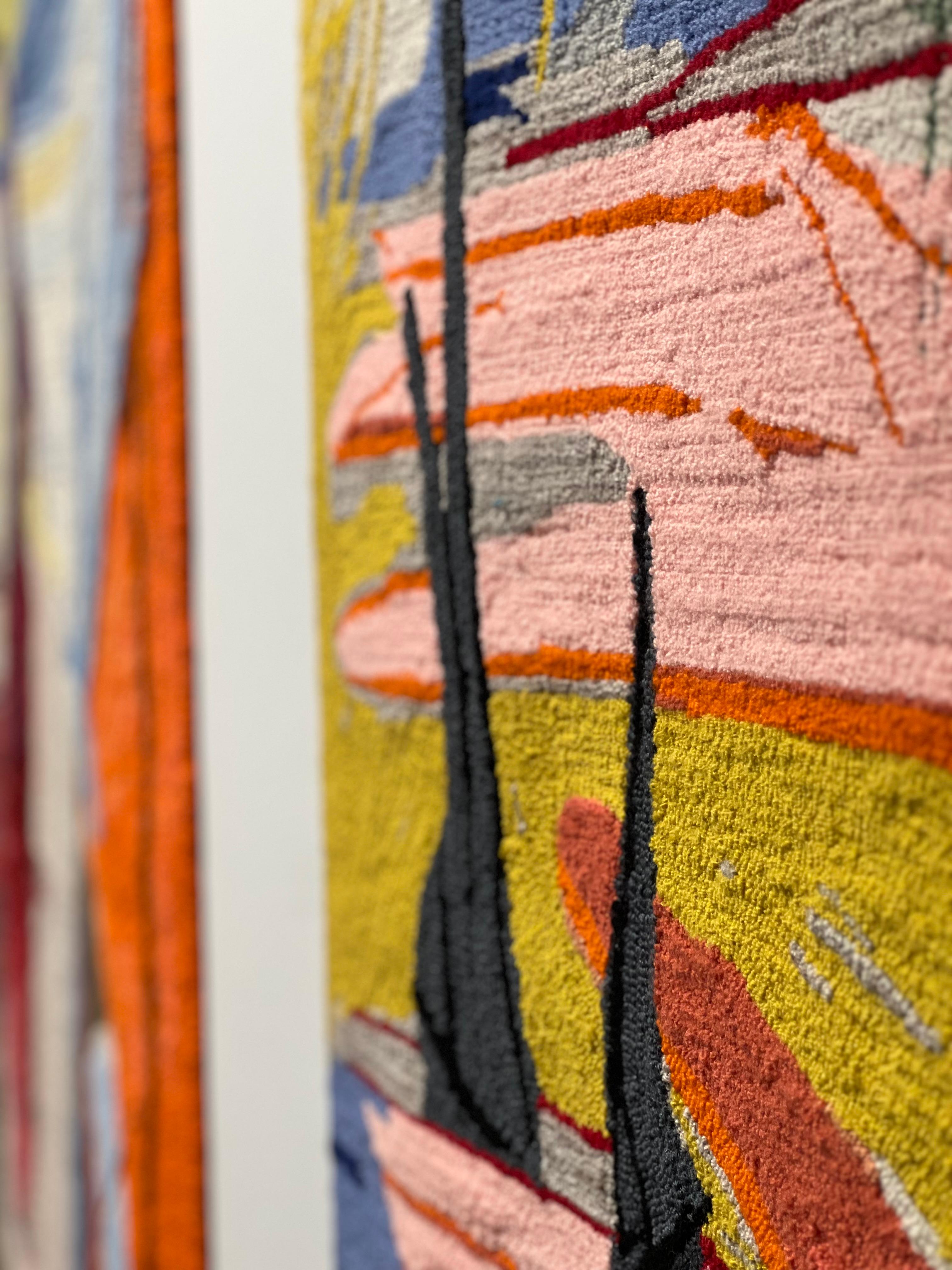 Hand-Tufted Contemporary Textile Artwork - Mixed Thread on Canvas For Sale 2