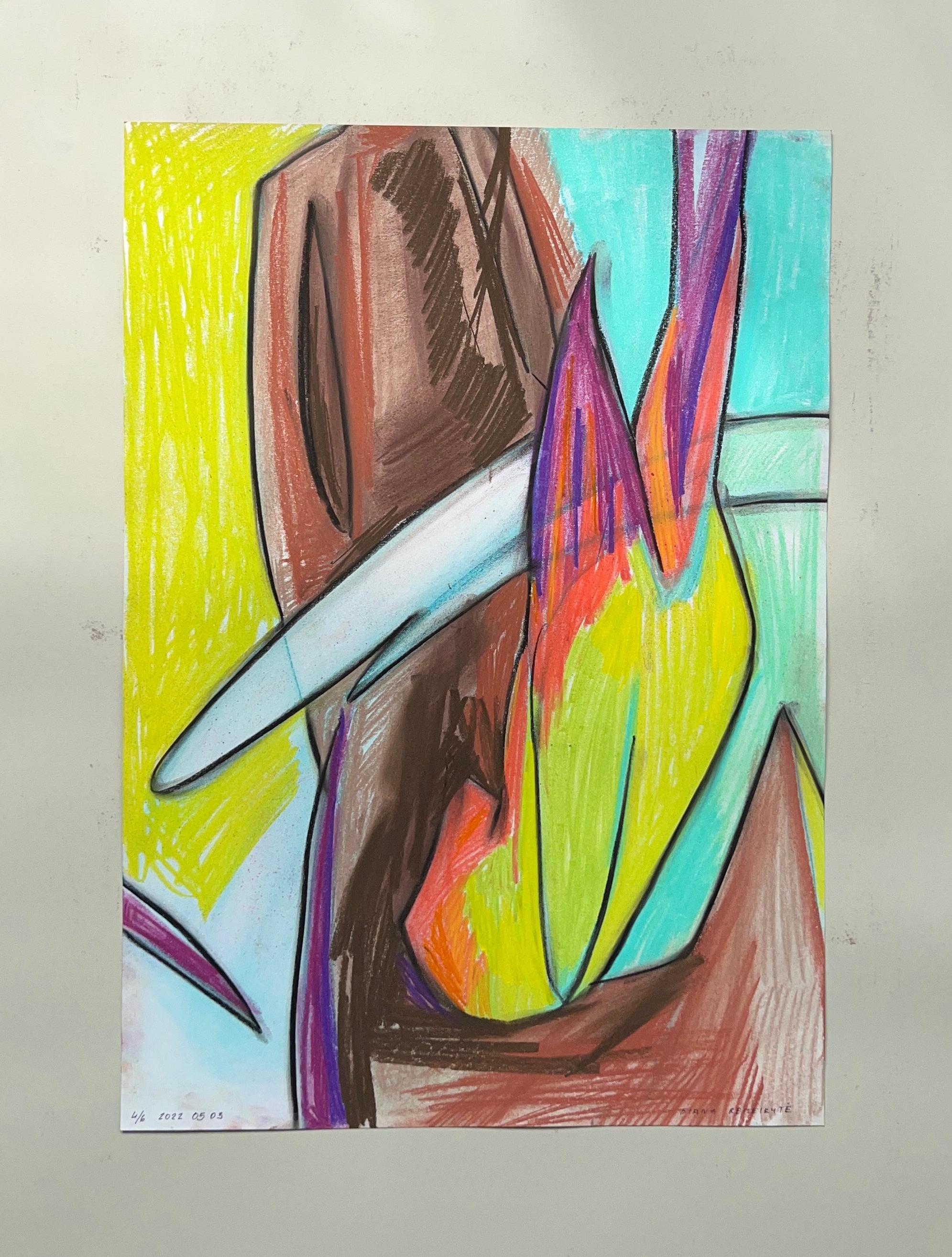 Dessin au pastel sur papier de la série "Visual Diaries" de l'Artistics Contemporary