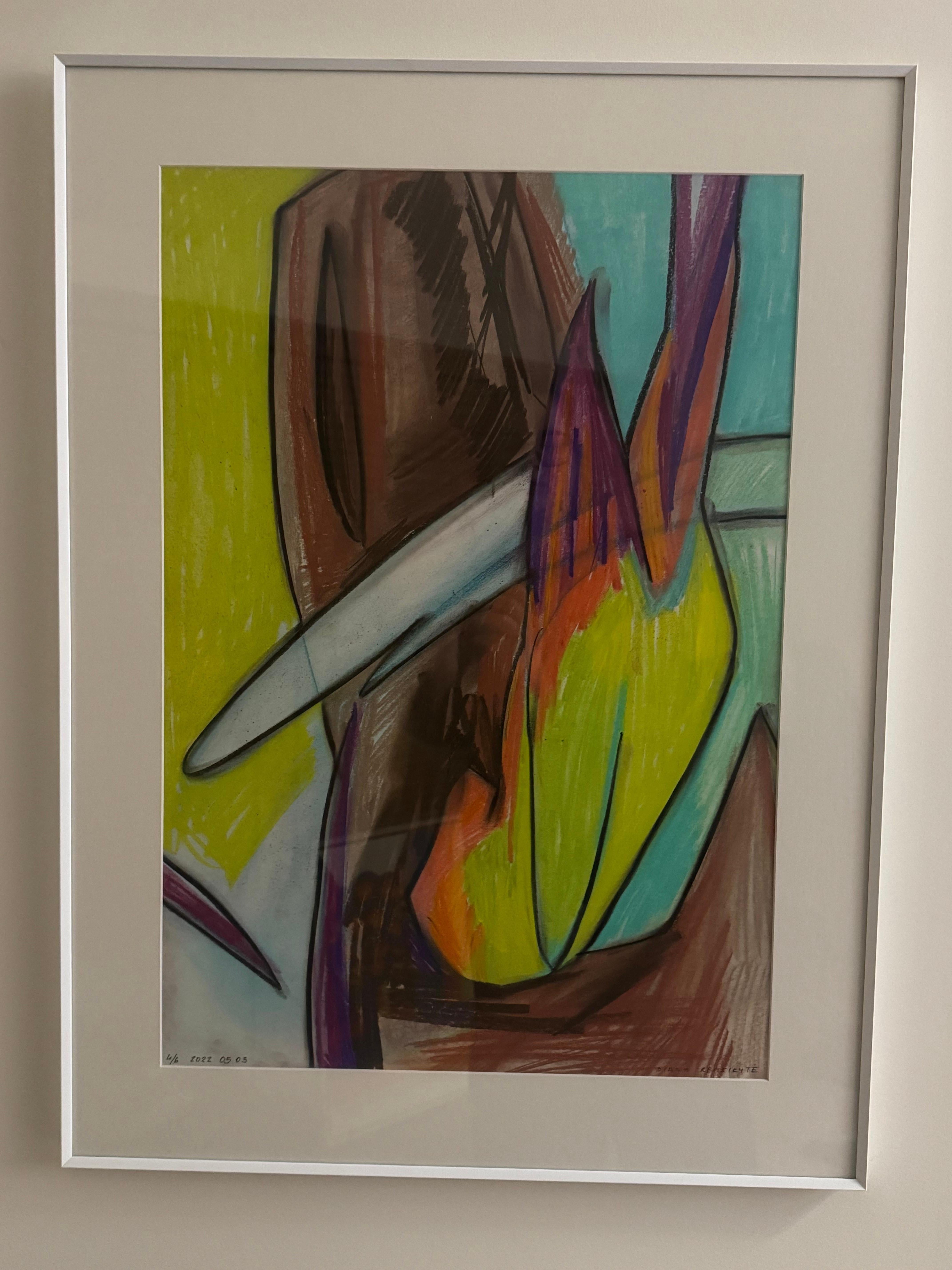 Dessin au pastel sur papier de la série 