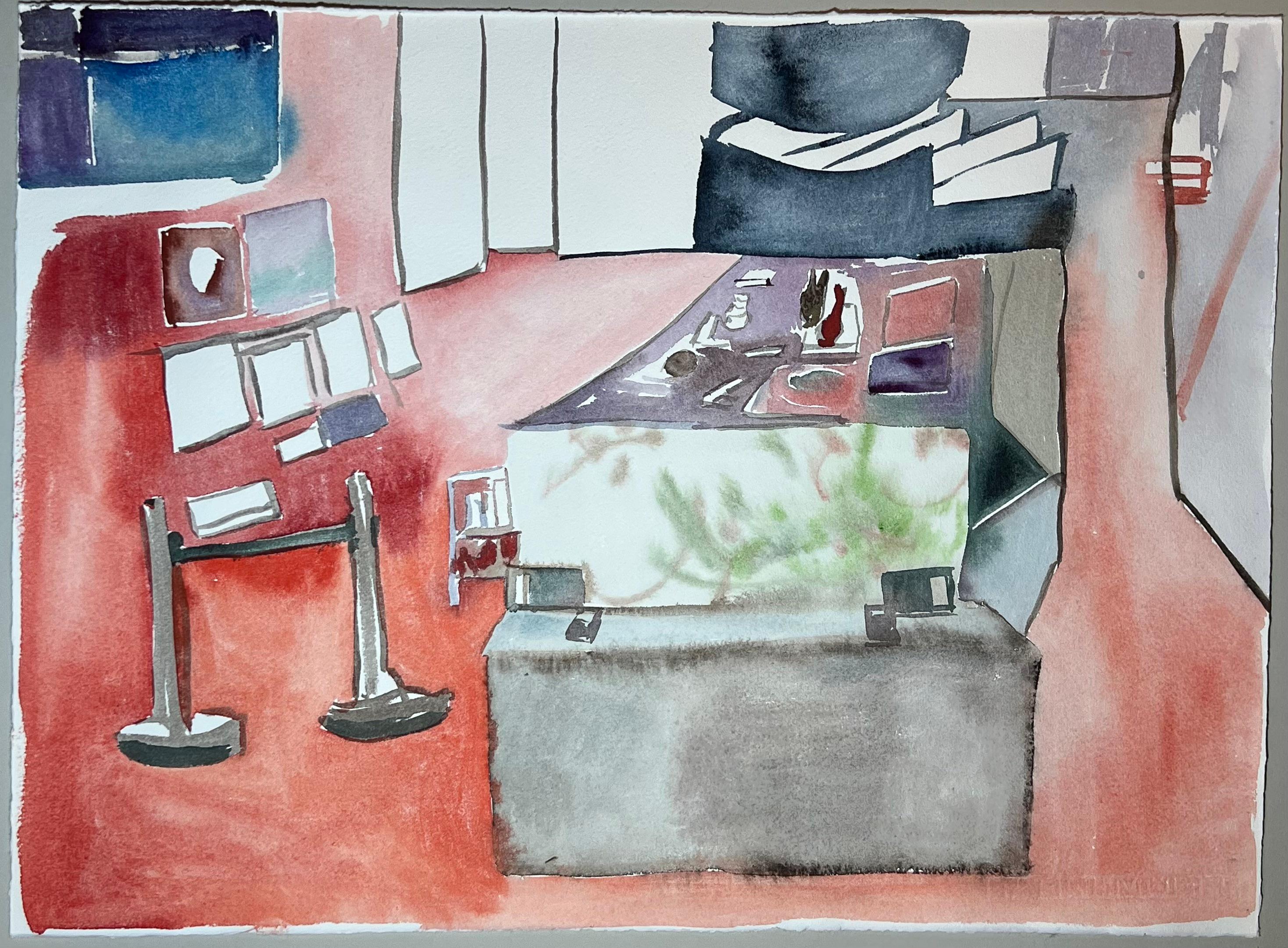 Aquarelle sur papier gaufré - Série "Journaux visuels" - Artiste contemporain