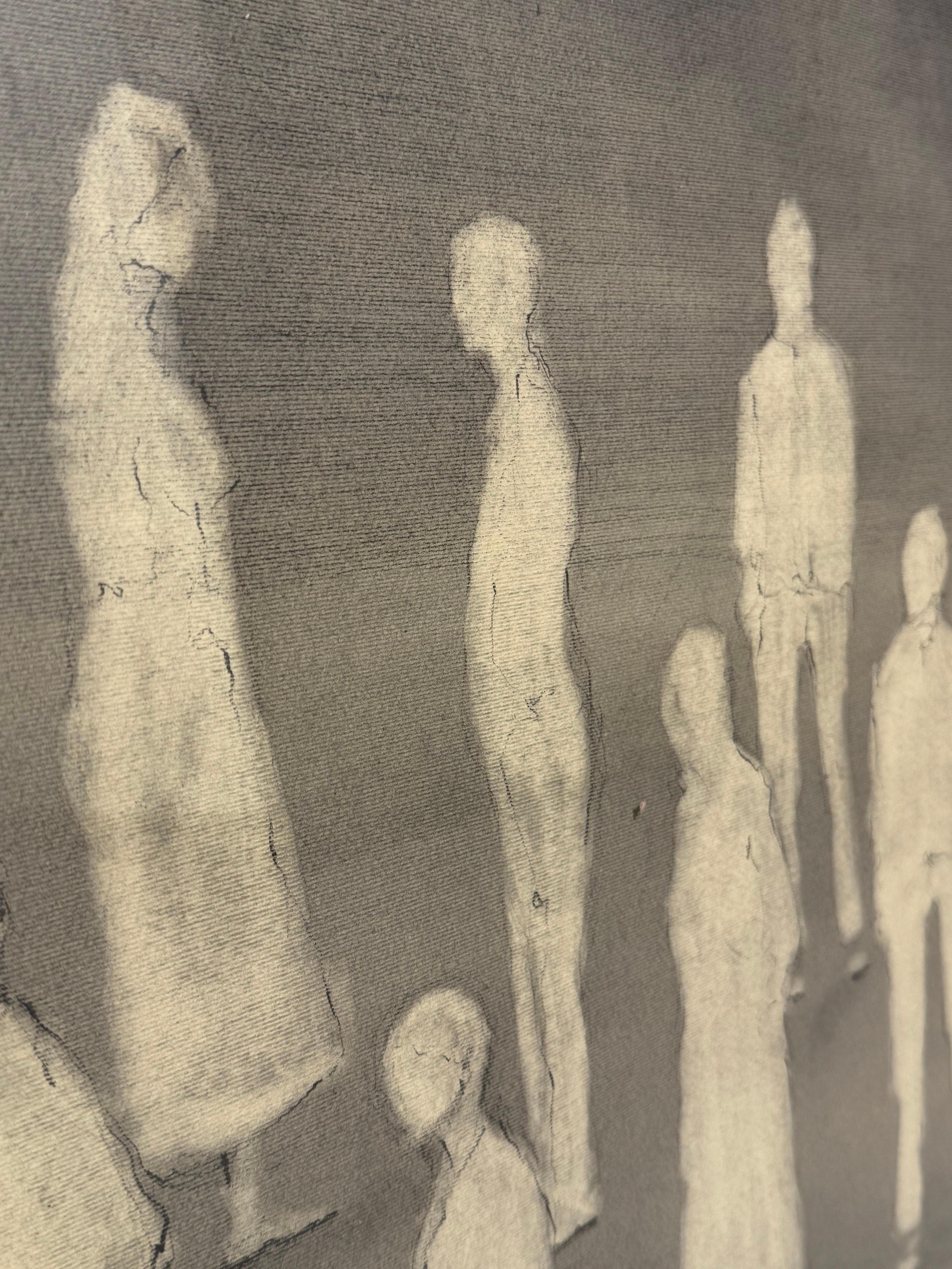 Figurative Drawing on Paper - Los 15 - Pastel Colors - Mexican artist - Graphite For Sale 1