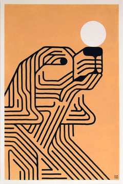 Acrylique et peinture en aérosol sur papier - Série d'œuvres sur le bureau - Encadré