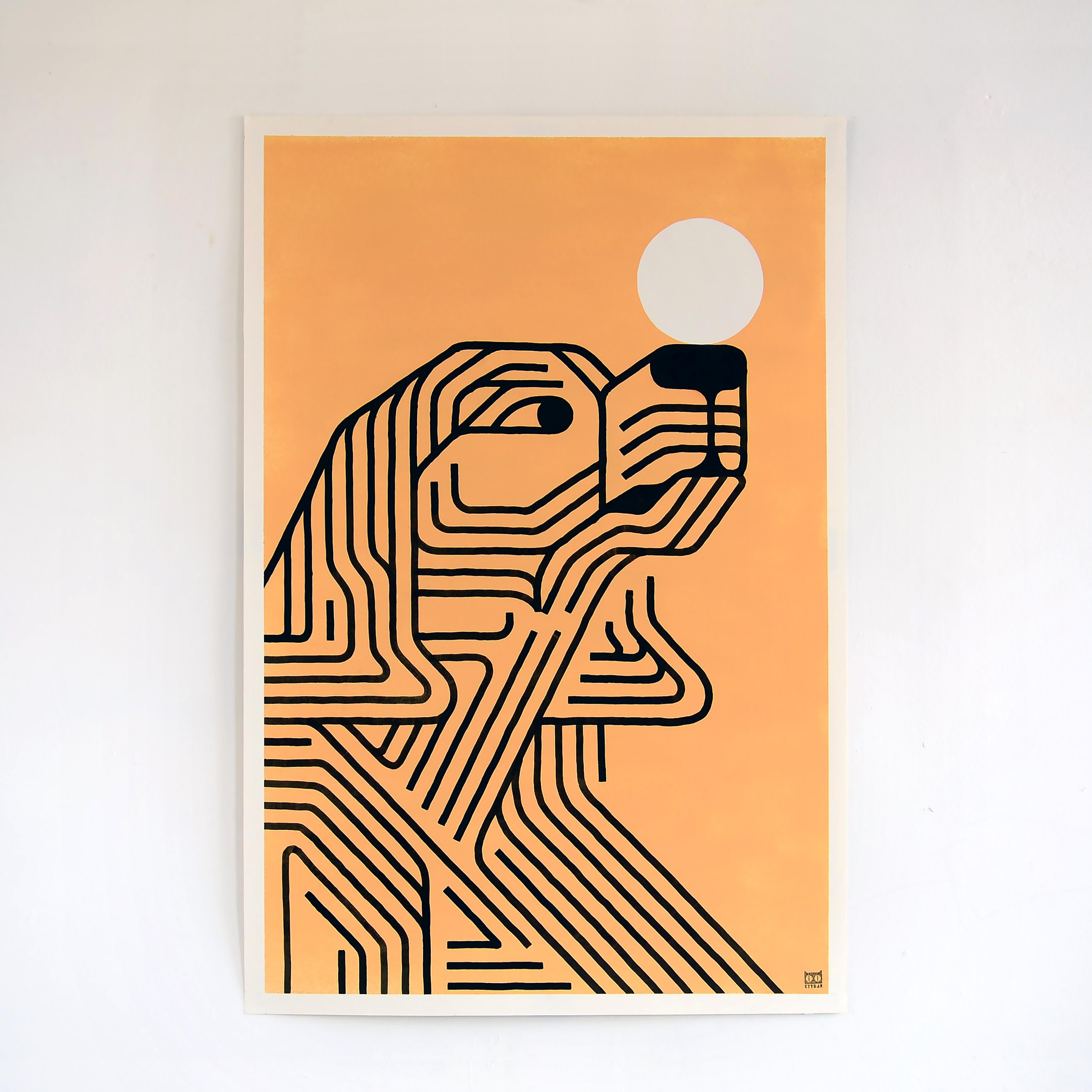 Acrylique et peinture en aérosol sur papier - Série d
œuvres sur le bureau - Encadré