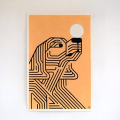 Acryl und Sprühfarbe auf Papier - Büroserie - Gerahmt