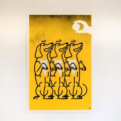 Acryl und Sprühfarbe auf Papier - Büroserie - Gerahmt