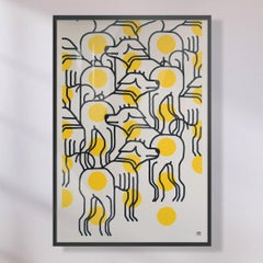 Acrilico e vernice spray su carta - Serie di opere per ufficio - incorniciate