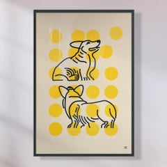 Acrilico e vernice spray su carta - Serie di opere per ufficio - incorniciate