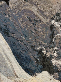 Textile Triptych: Jacquard Weaving the Deep Blue Abstract Landscape