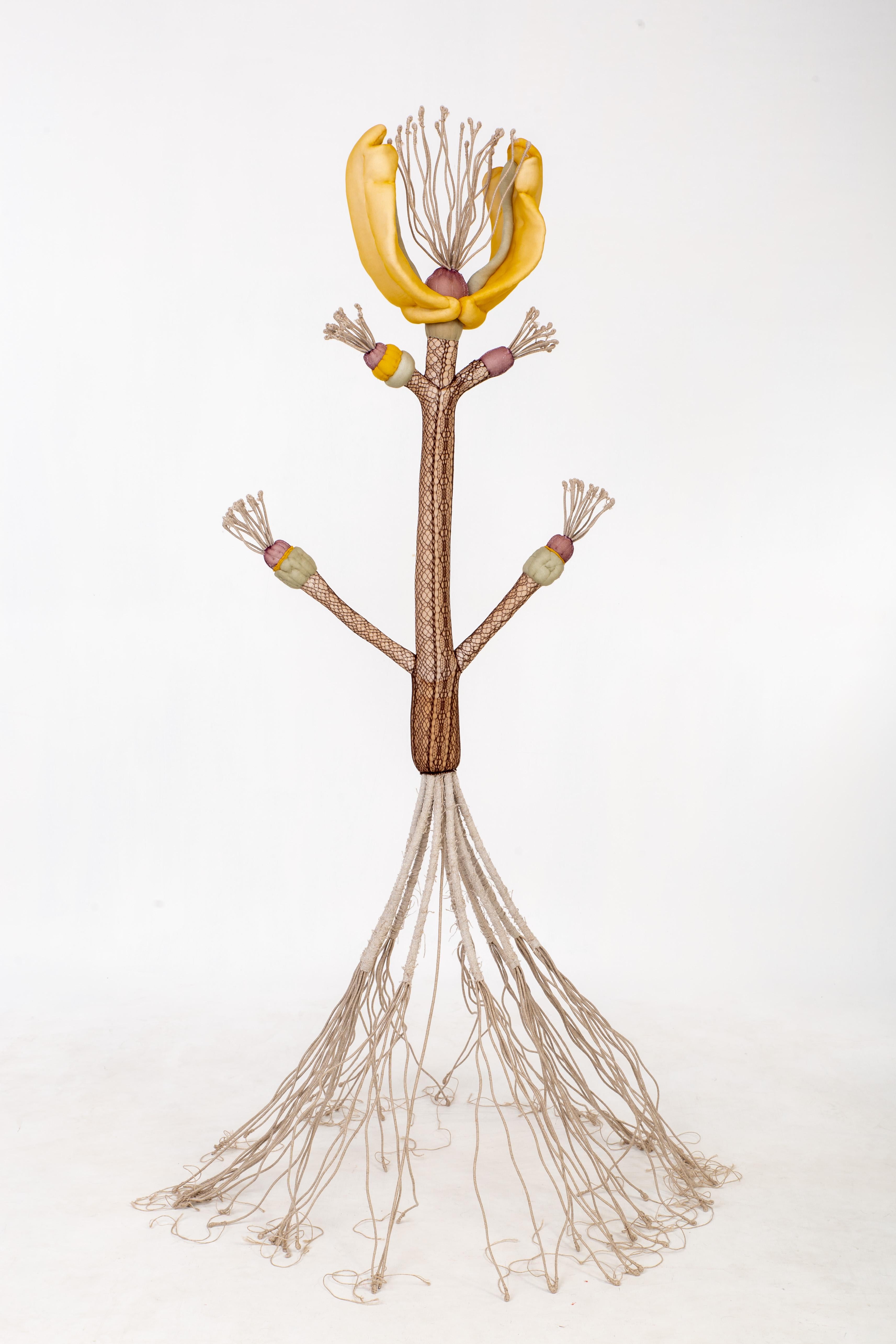 Scultura floreale contemporanea colorata in tessuto - "Alberi dei sensi".