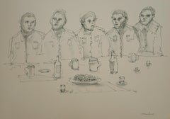 White and black drawing, Contemporary Graphite on Paper, 50x35cm, Signed