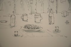 White and black drawing, Contemporary Graphite on Paper, 50x35cm, Signed