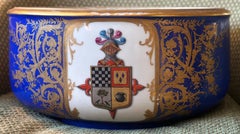 French Oval Bowl with Blue & Gold Crest