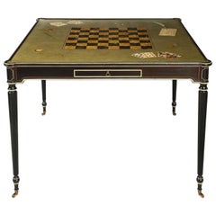 Tavolo da gioco reversibile dipinto a trompe-l'oeil in stile Luigi XVI