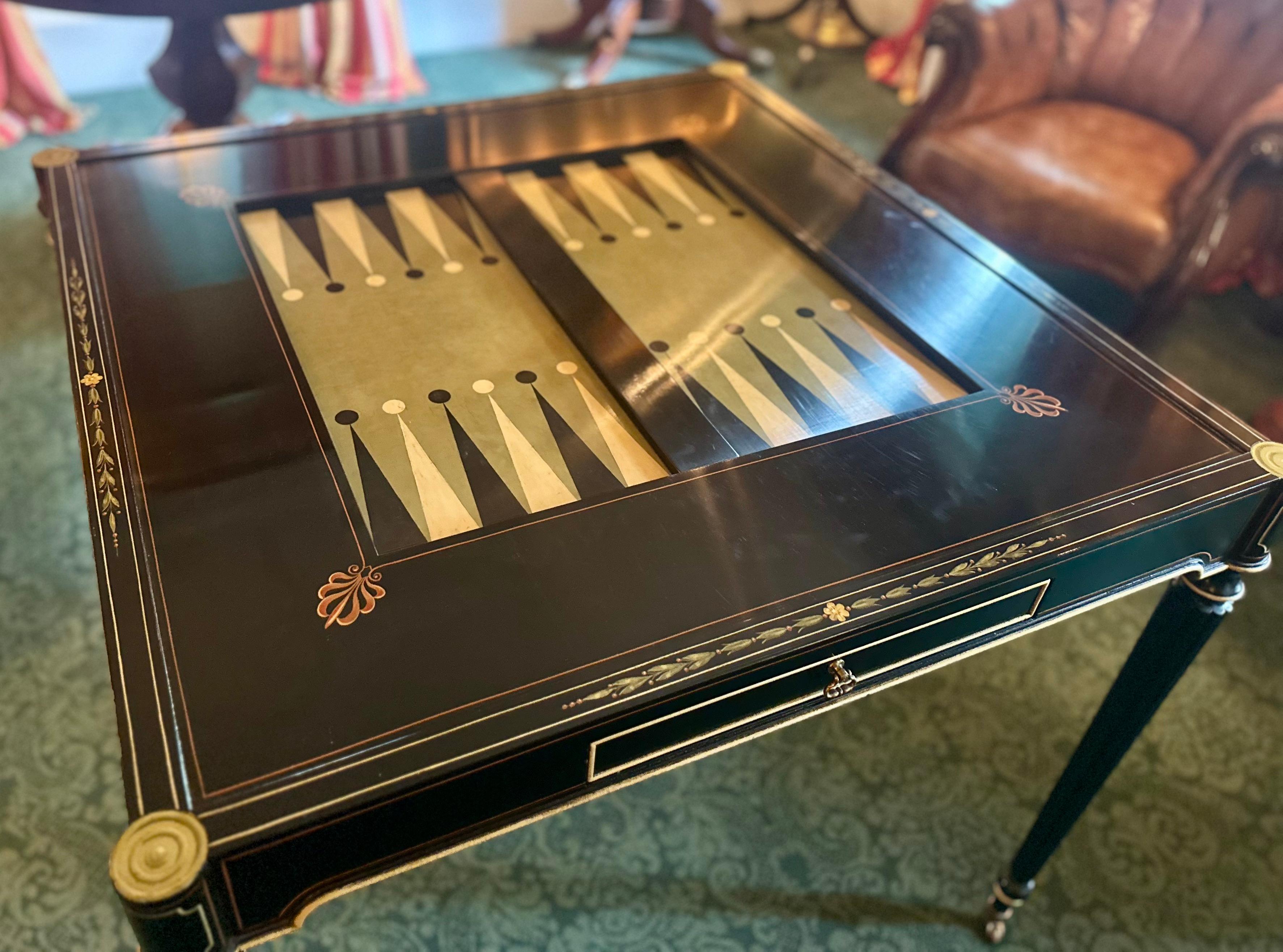 Louis XVI Style Trompe L'oeil Painted Reversible Card Table For Sale 4