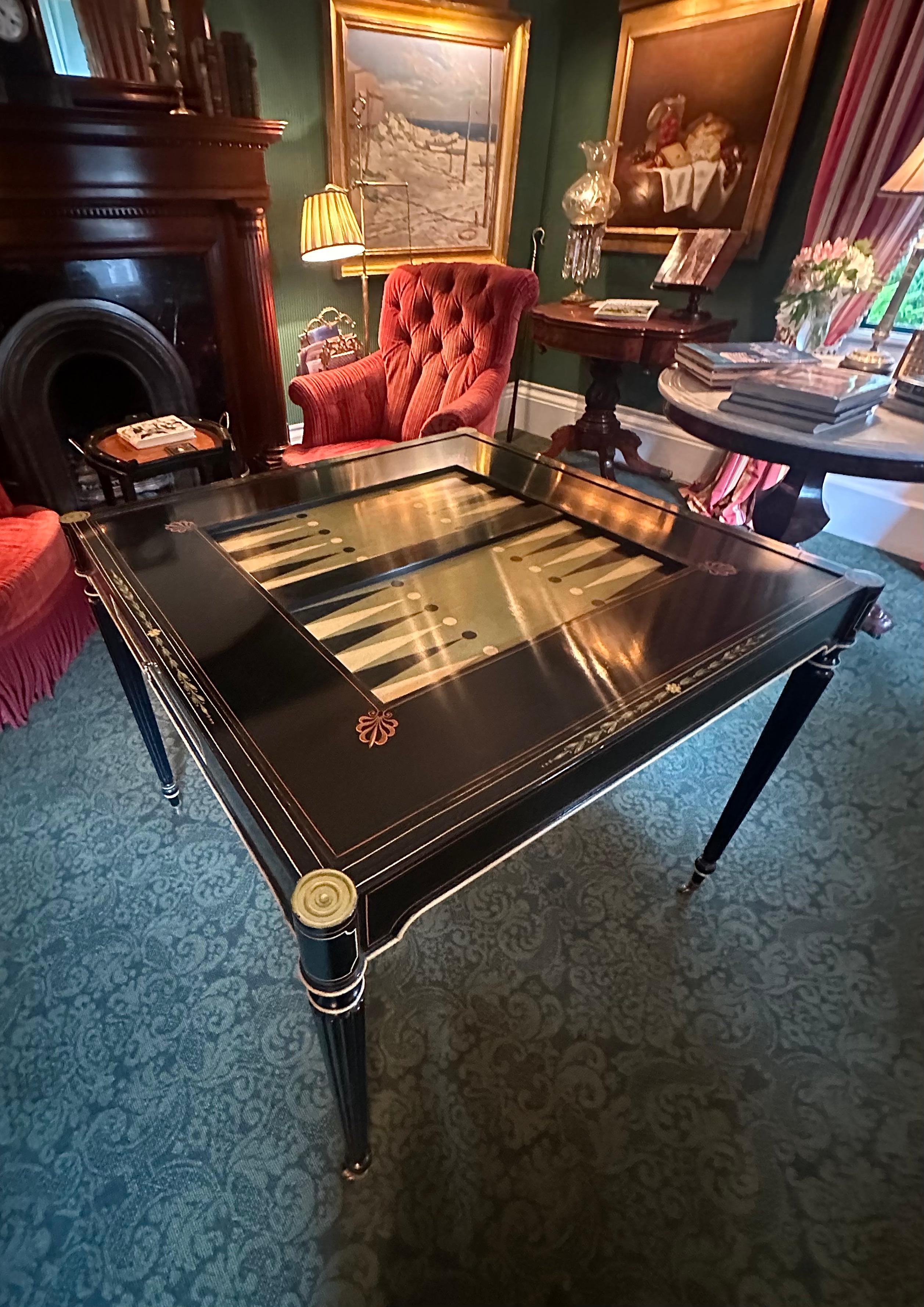 Louis XVI Style Trompe L'oeil Painted Reversible Card Table For Sale 5