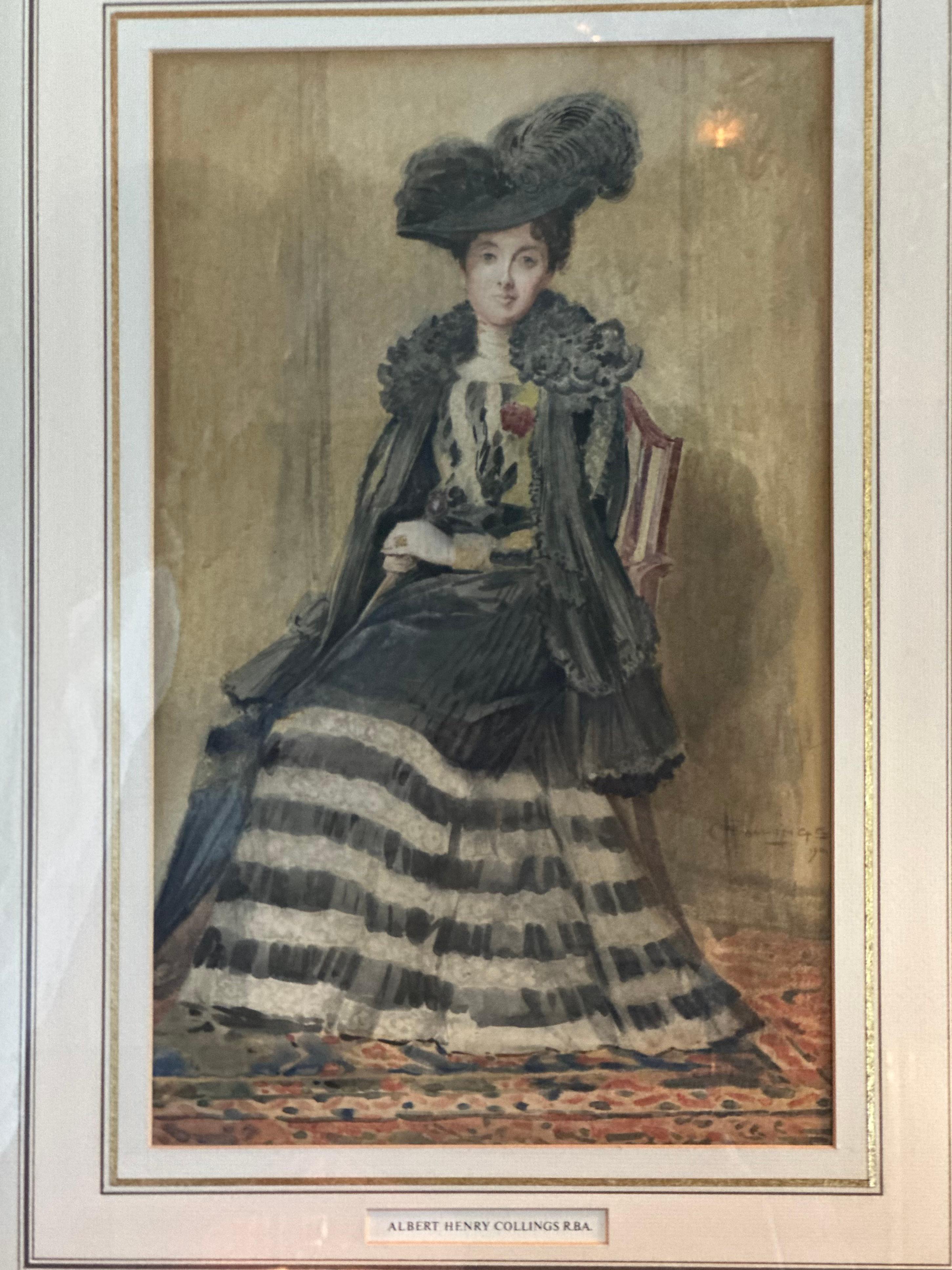 Un'elegante signora edoardiana - Painting di Albert Henry Collings