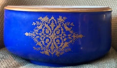 French Oval Bowl with Blue & Gold Crest