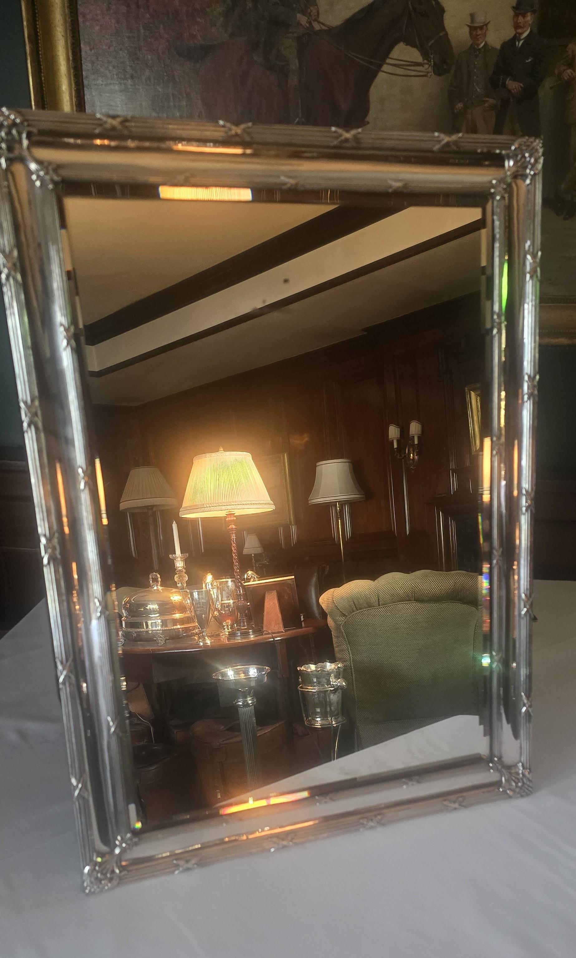 Rare Antique Sterling Silver Beveled Mirror Circa Late 19th/Early 20th Century
