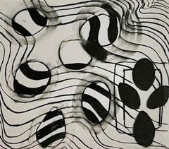 "Untitled" abstract charcoal drawing on paper, framed art